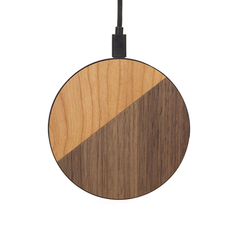 Woodcessories EcoPad Cuir/Bois - Chargeur induction sans fil Qi 10W -  Chargeur - WOODCESSORIES