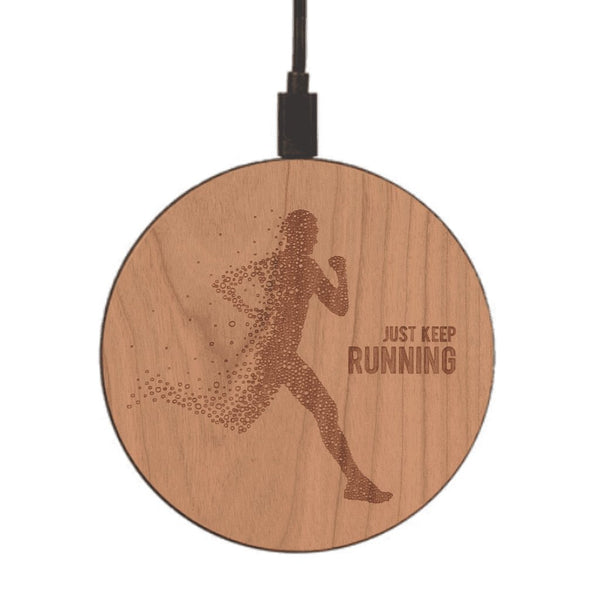 Chargeur sans fil - Just Keep Running Homme - Coque en bois