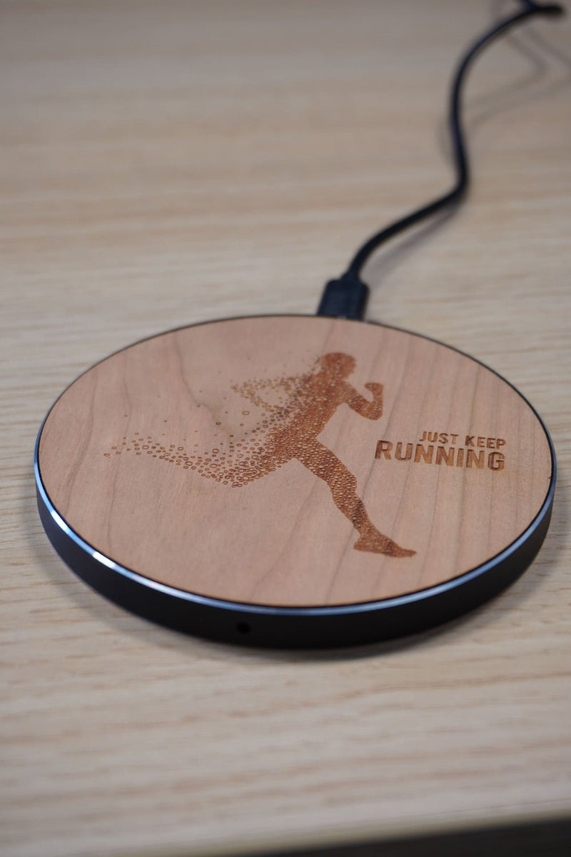 Chargeur sans fil - Just Keep Running Homme - Coque en bois