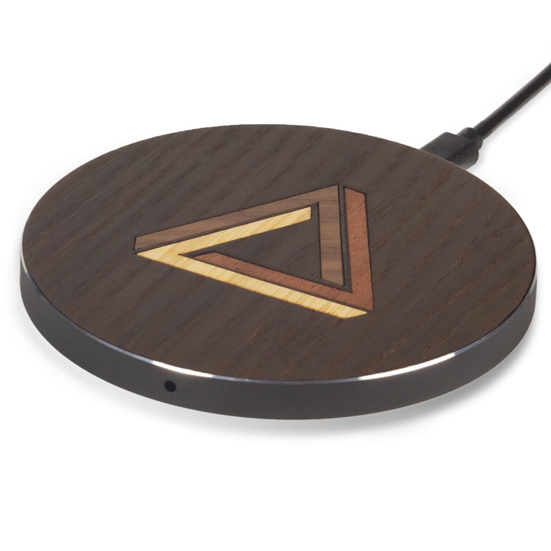 Chargeur sans fil - Le Triangle de Penrose - Coque en bois