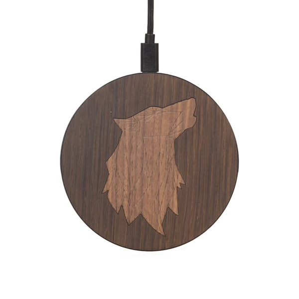 Chargeur sans fil - Loup - Coque en bois