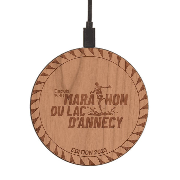 Chargeur sans fil - Marathon d'Annecy Logo - Coque en bois