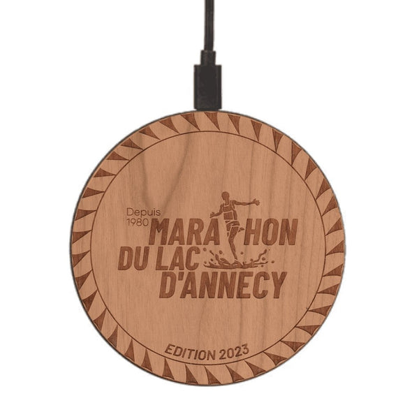 Chargeur sans fil - Marathon d'Annecy Logo - Coque en bois