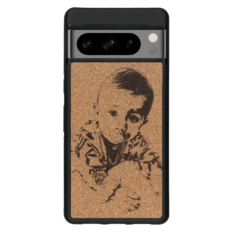 Coque de protection en bois véritable fabriquée en France pour Google Pixel 6 avec gravure personnalisée à partir d'une photo, d'une image, d'un logo, des initials ou d'une phrase