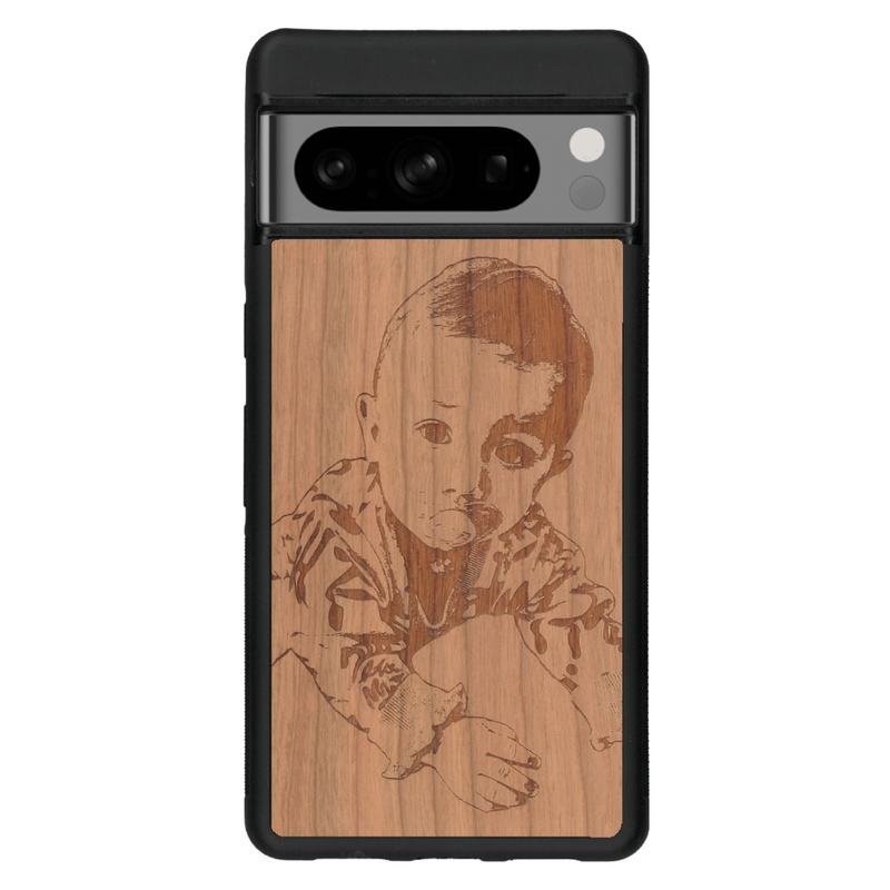 Coque de protection en bois véritable fabriquée en France pour Google Pixel 6 avec gravure personnalisée à partir d'une photo, d'une image, d'un logo, des initials ou d'une phrase