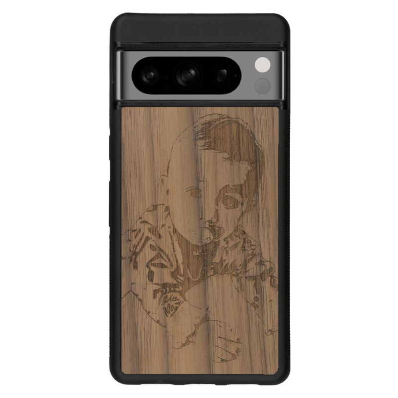 Coque de protection en bois véritable fabriquée en France pour Google Pixel 6 avec gravure personnalisée à partir d'une photo, d'une image, d'un logo, des initials ou d'une phrase