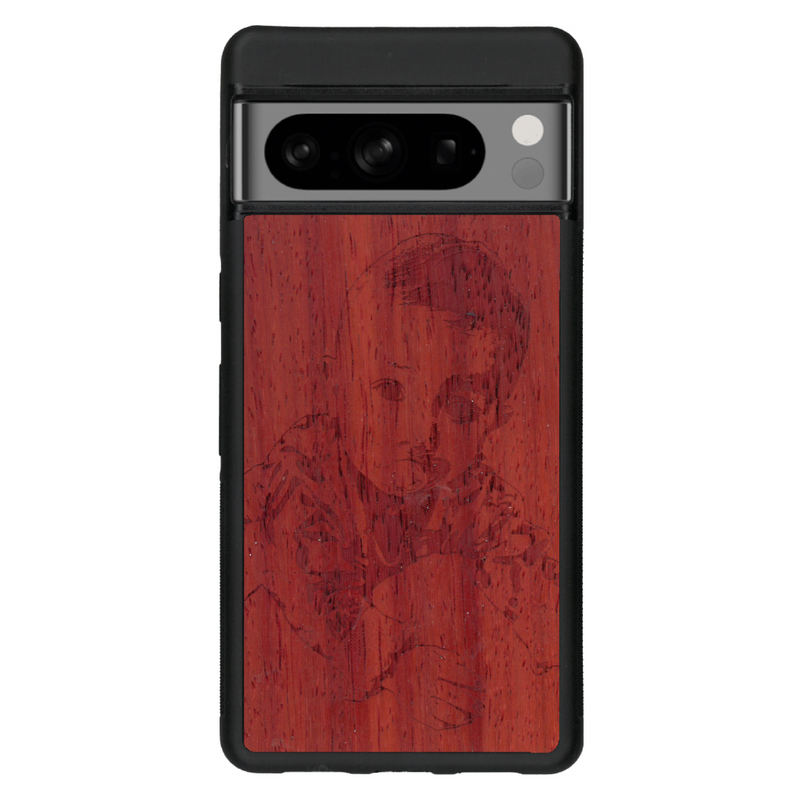 Coque de protection en bois véritable fabriquée en France pour Google Pixel 6 avec gravure personnalisée à partir d'une photo, d'une image, d'un logo, des initials ou d'une phrase