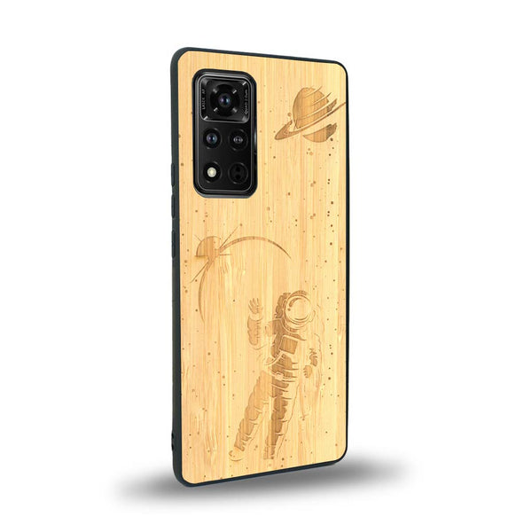 Coque de protection en bois véritable fabriquée en France pour Honor V40 sur le thème des astronautes