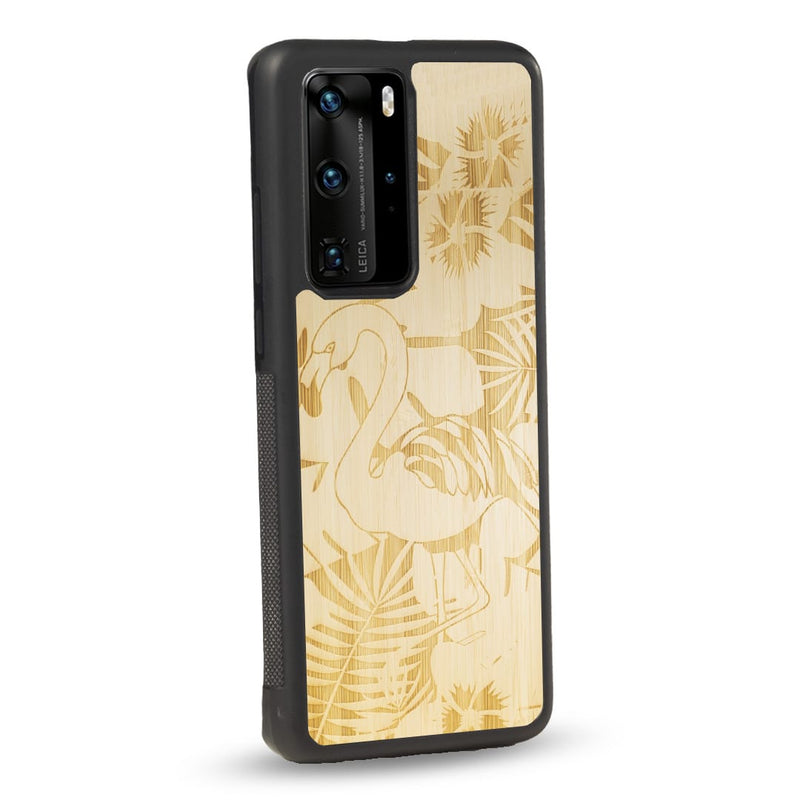 Coque Huawei - Le Flamant Rose - Coque en bois