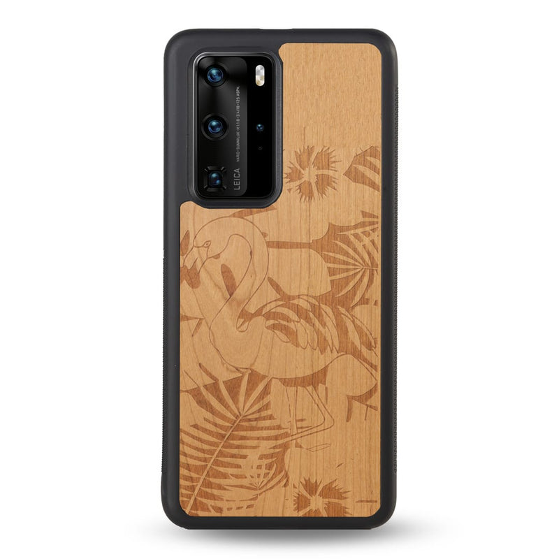 Coque Huawei - Le Flamant Rose - Coque en bois