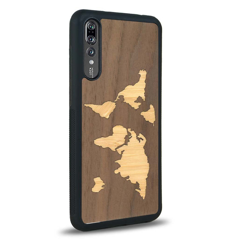 Coque Huawei P20 - La Mappemonde - Coque en bois