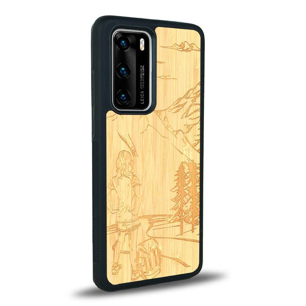 Coque Huawei P40 Pro - L'Exploratrice - Coque en bois