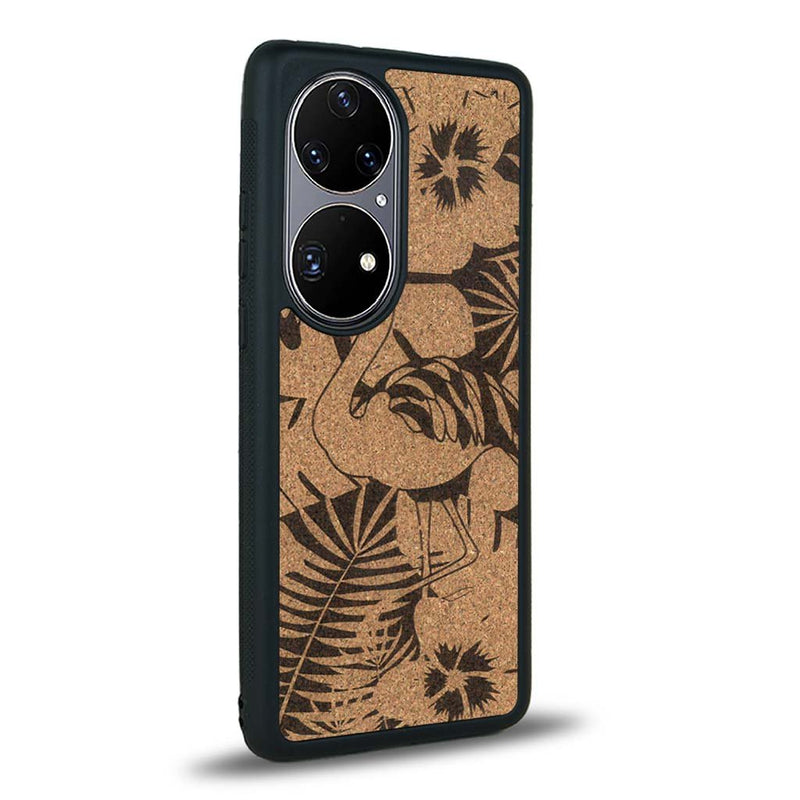 Coque Huawei P50 - Le Flamant Rose - Coque en bois