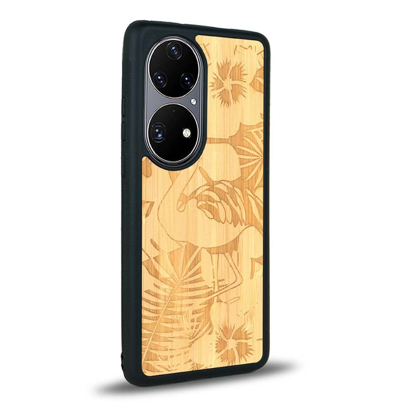 Coque Huawei P50 - Le Flamant Rose - Coque en bois