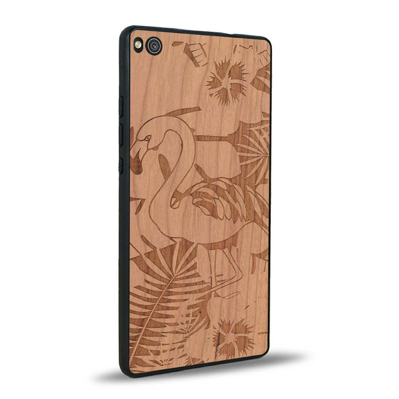 Coque Huawei P8 - Le Flamant Rose - Coque en bois