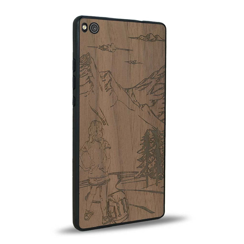 Coque Huawei P8 - L'Exploratrice - Coque en bois