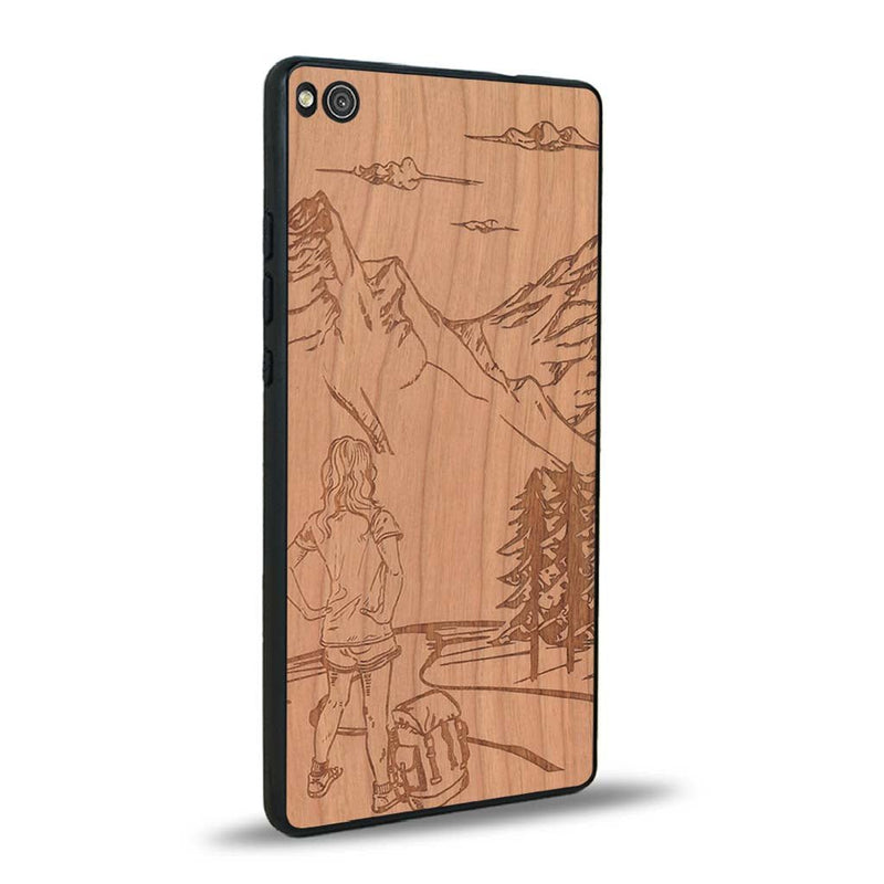 Coque Huawei P8 - L'Exploratrice - Coque en bois