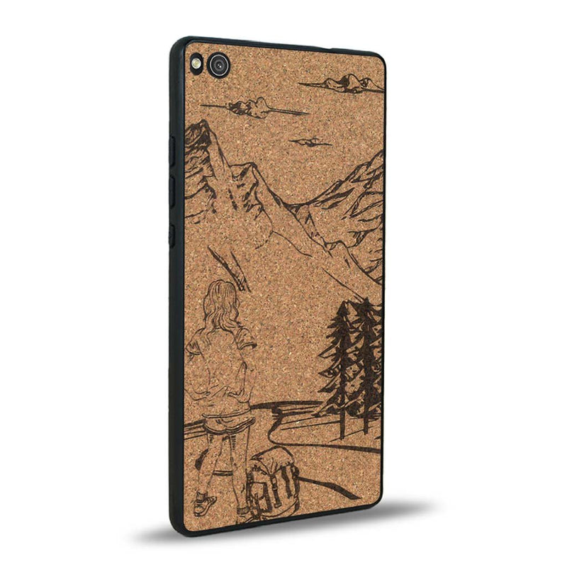 Coque Huawei P8 - L'Exploratrice - Coque en bois