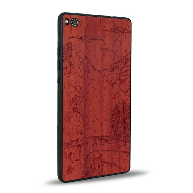 Coque Huawei P8 - L'Exploratrice - Coque en bois