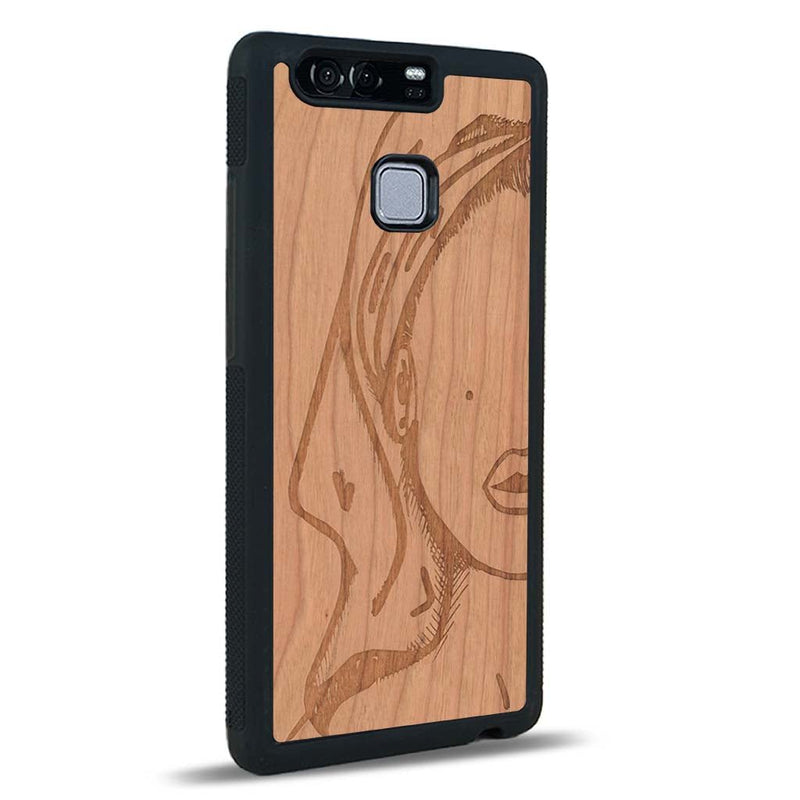 Coque Huawei P9 - Au féminin - Coque en bois