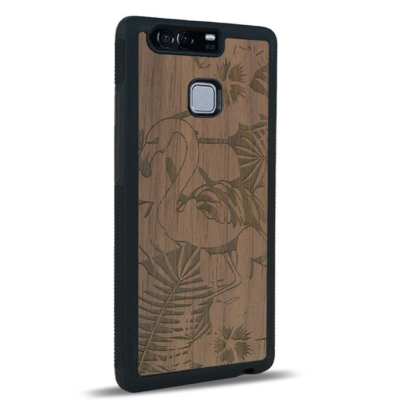 Coque Huawei P9 - Le Flamant Rose - Coque en bois