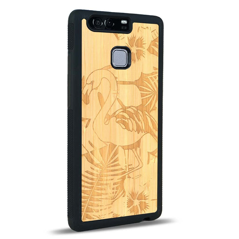 Coque Huawei P9 - Le Flamant Rose - Coque en bois