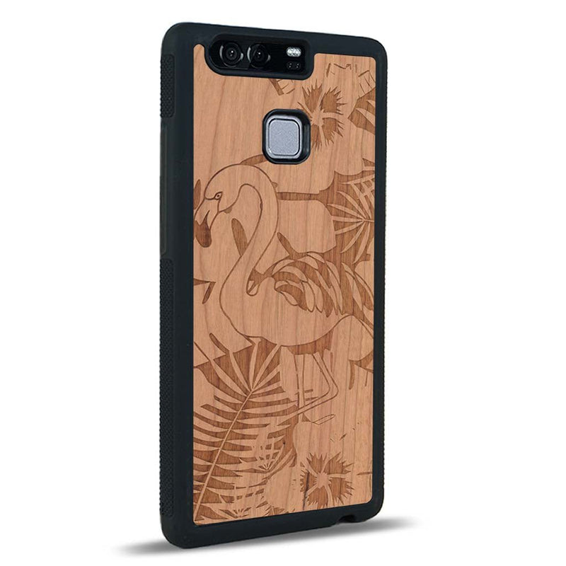 Coque Huawei P9 - Le Flamant Rose - Coque en bois