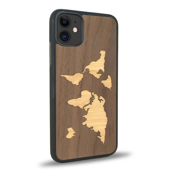 Coque iPhone 11 - La Mappemonde - Coque en bois