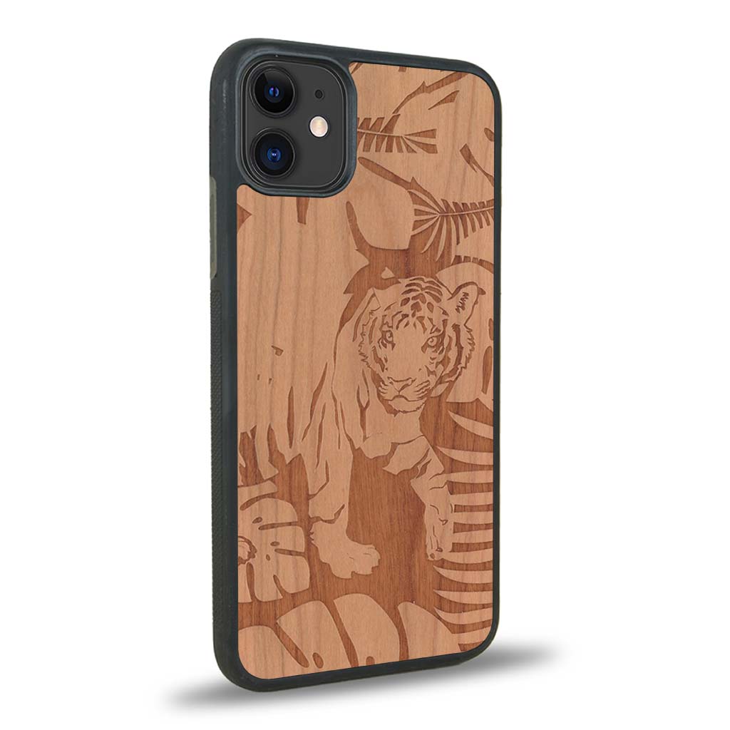 Coque iPhone 11 - Le Tigre - Coque en bois