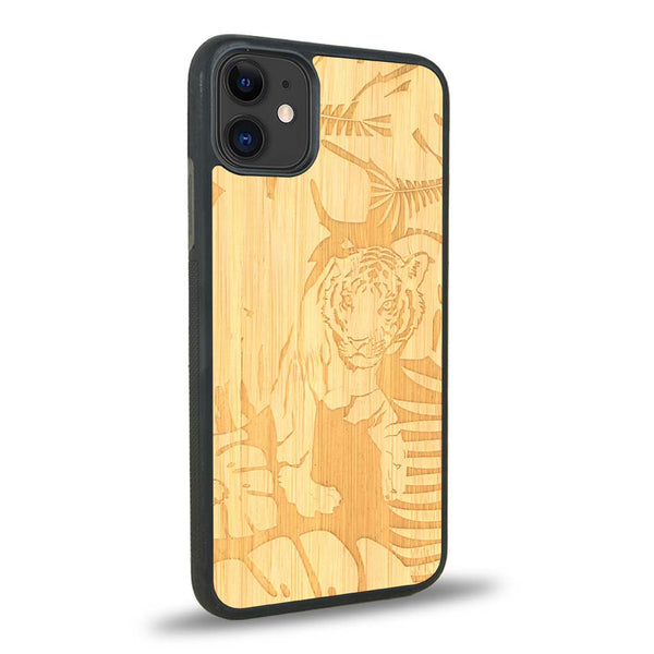 Coque iPhone 12 - Le Tigre - Coque en bois