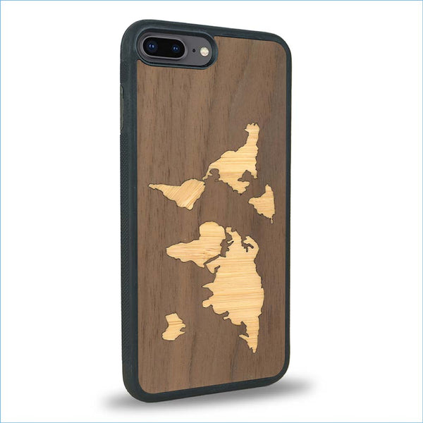 Coque iPhone 7 Plus / 8 Plus - La Mappemonde - Coque en bois