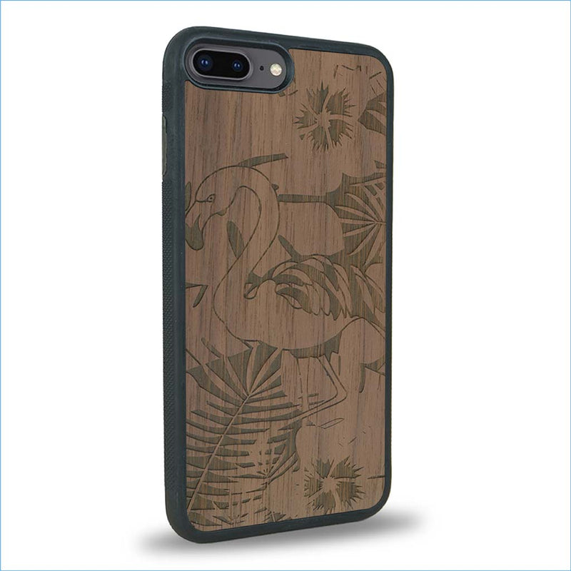 Coque iPhone 7 Plus / 8 Plus - Le Flamant Rose - Coque en bois