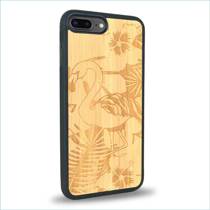 Coque iPhone 7 Plus / 8 Plus - Le Flamant Rose - Coque en bois