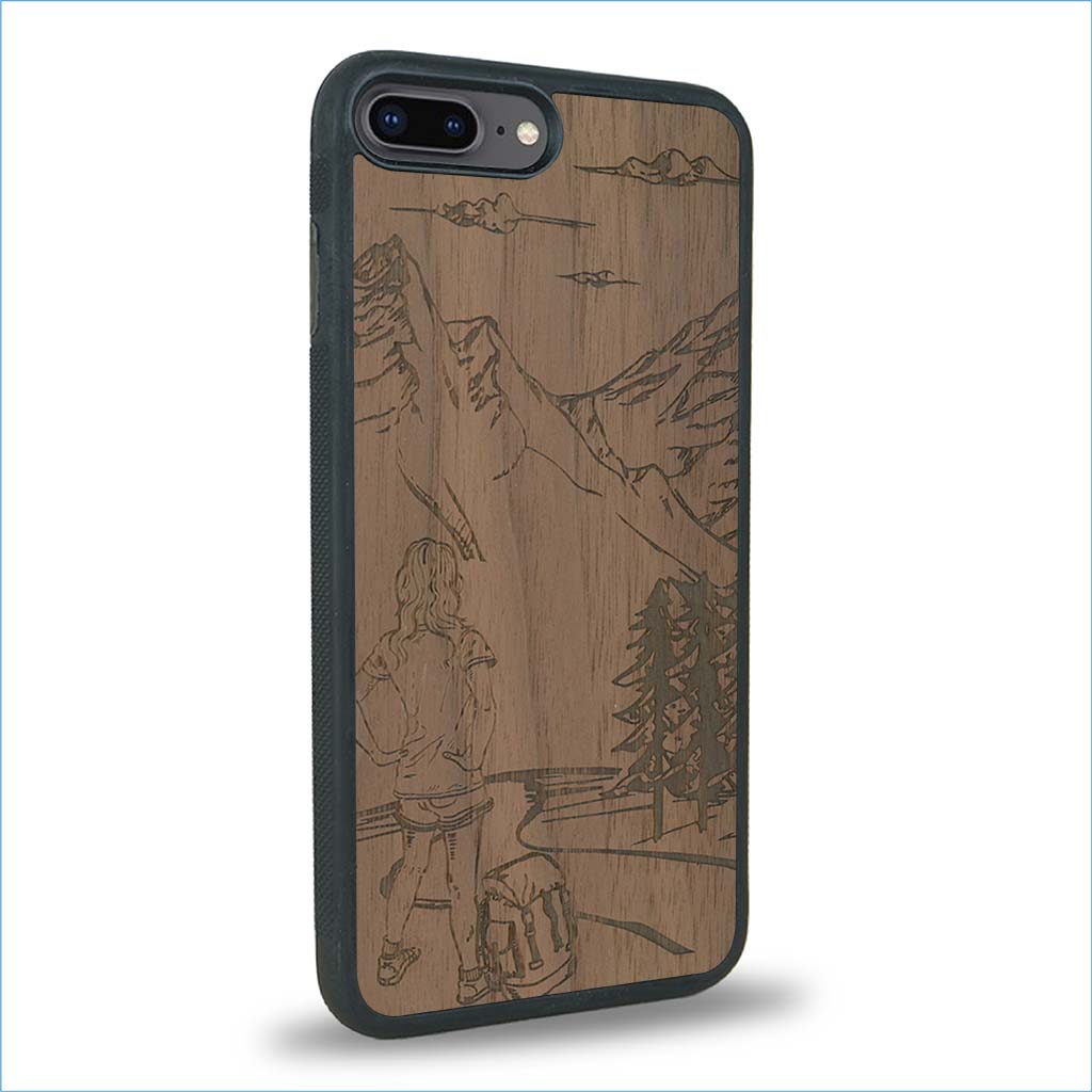Coque iPhone 7 Plus / 8 Plus - L'Exploratrice - Coque en bois