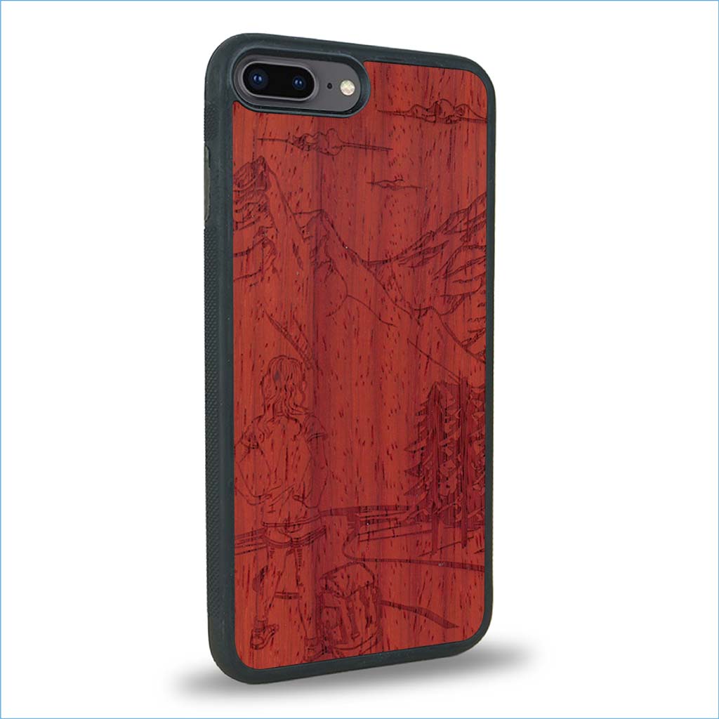Coque iPhone 7 Plus / 8 Plus - L'Exploratrice - Coque en bois