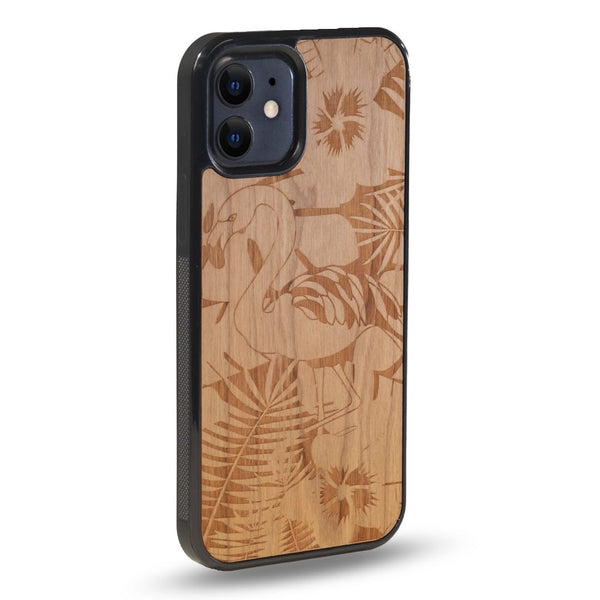 Coque Iphone - Le Flamant rose - Coque en bois