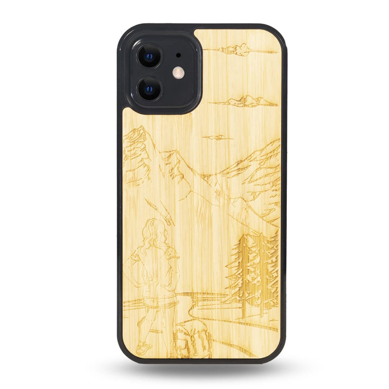 Coque Iphone - L'Exploratrice - Coque en bois