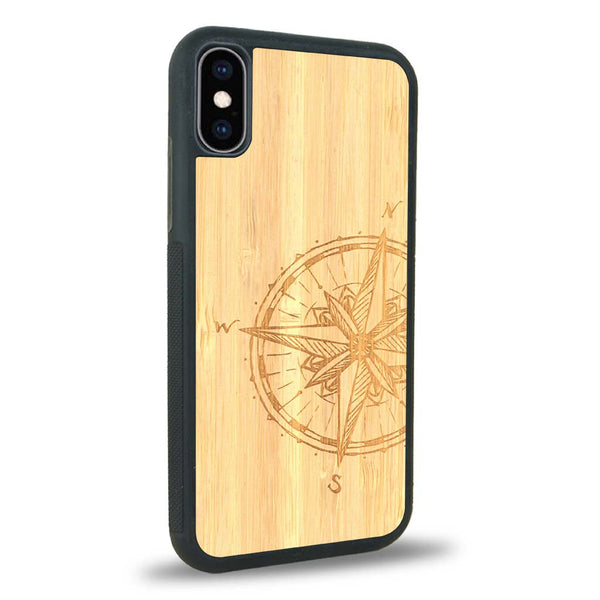 Coque iPhone X - La Rose des Vents - Coque en bois