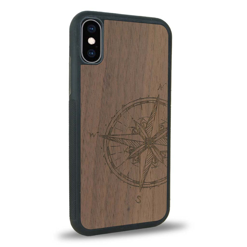 Coque iPhone X - La Rose des Vents - Coque en bois