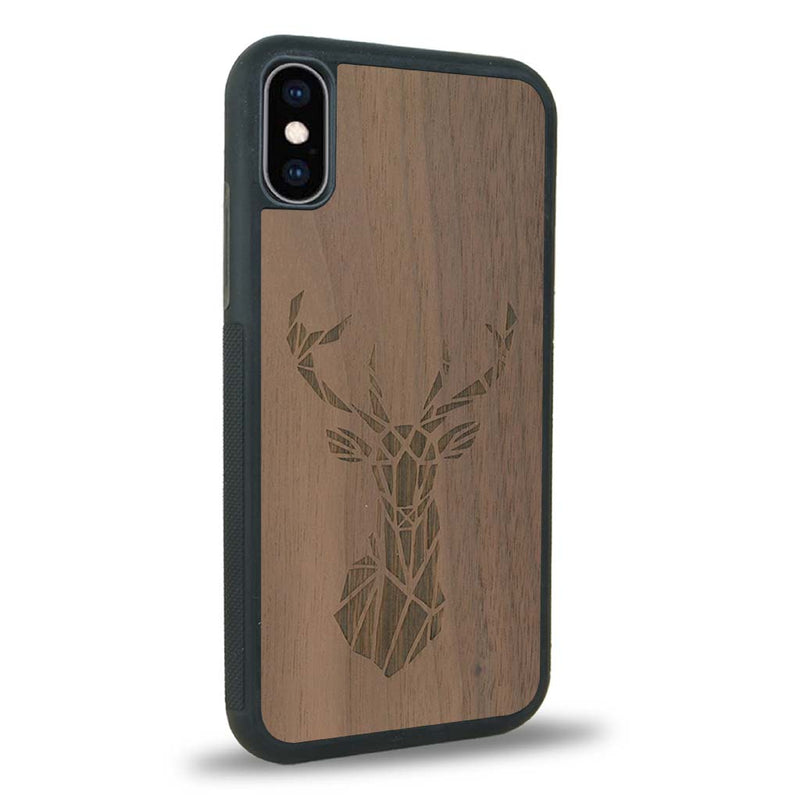 Coque iPhone X - Le Cerf - Coque en bois