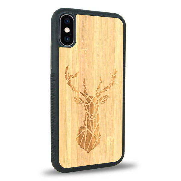 Coque iPhone X - Le Cerf - Coque en bois