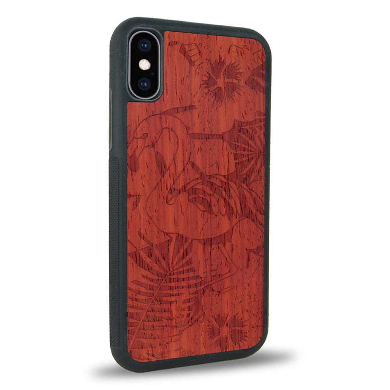 Coque iPhone X - Le Flamant Rose - Coque en bois