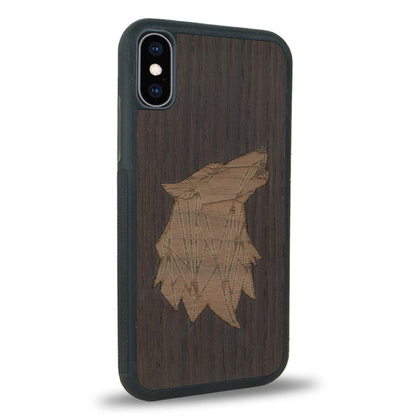 Coque iPhone X - Le Loup - Coque en bois