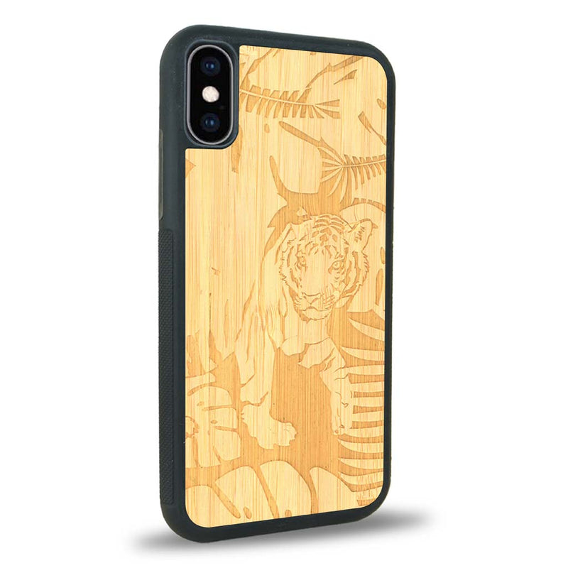 Coque iPhone X - Le Tigre - Coque en bois