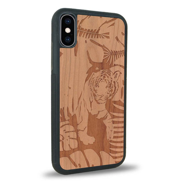 Coque iPhone X - Le Tigre - Coque en bois