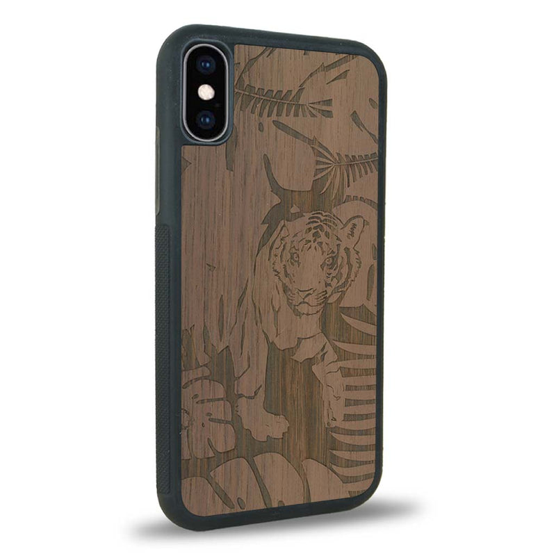 Coque iPhone X - Le Tigre - Coque en bois