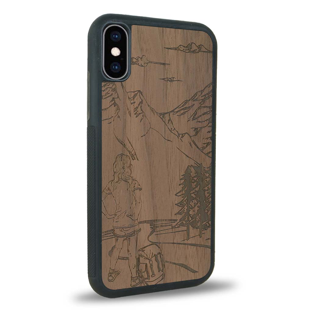 Coque iPhone X - L'Exploratrice - Coque en bois