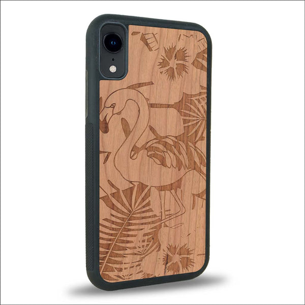 Coque iPhone XR - Le Flamant Rose - Coque en bois