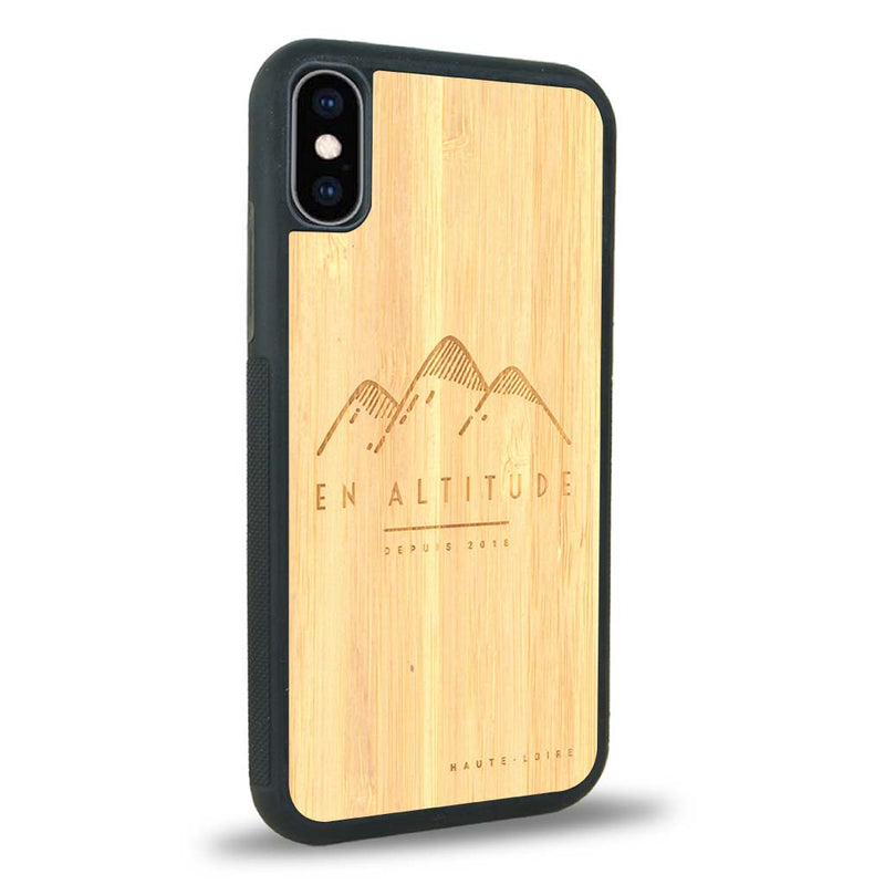 Coque iPhone XS - En Altitude - Coque en bois