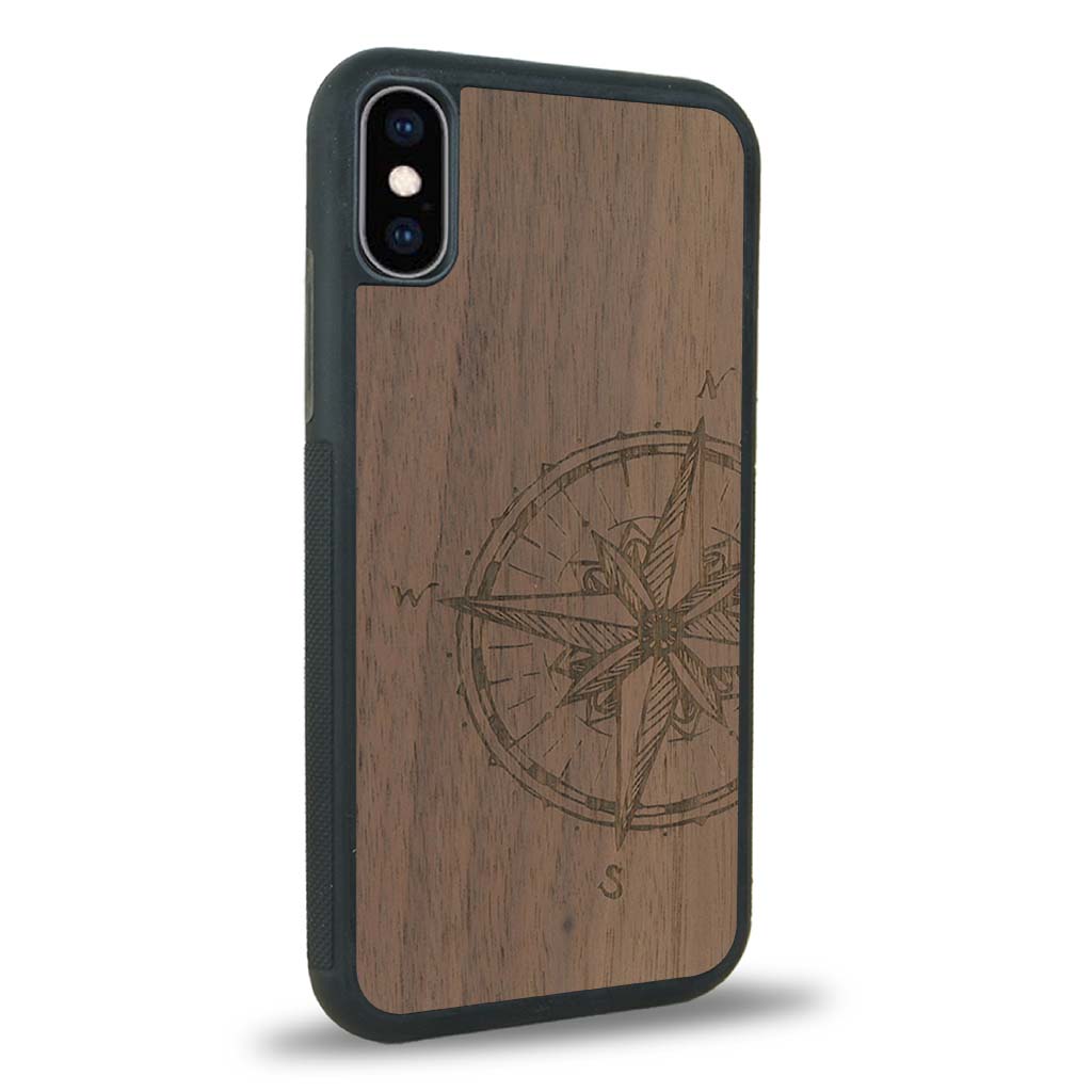 Coque iPhone XS - La Rose des Vents - Coque en bois